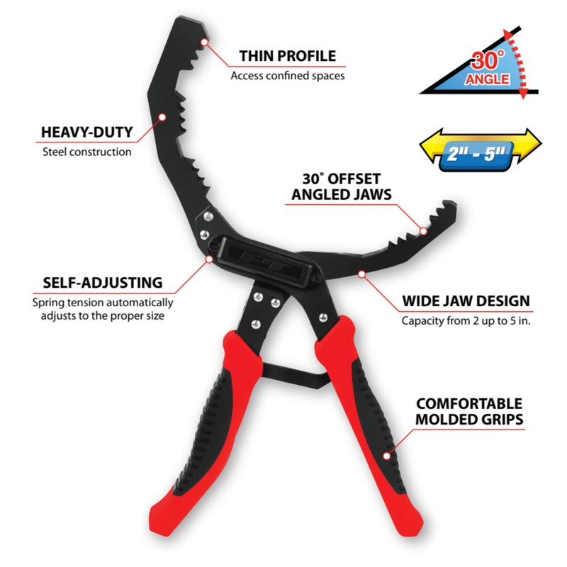 Performance Tool Angled Self-Adjusting Filter Pliers - W54315 - Image 2